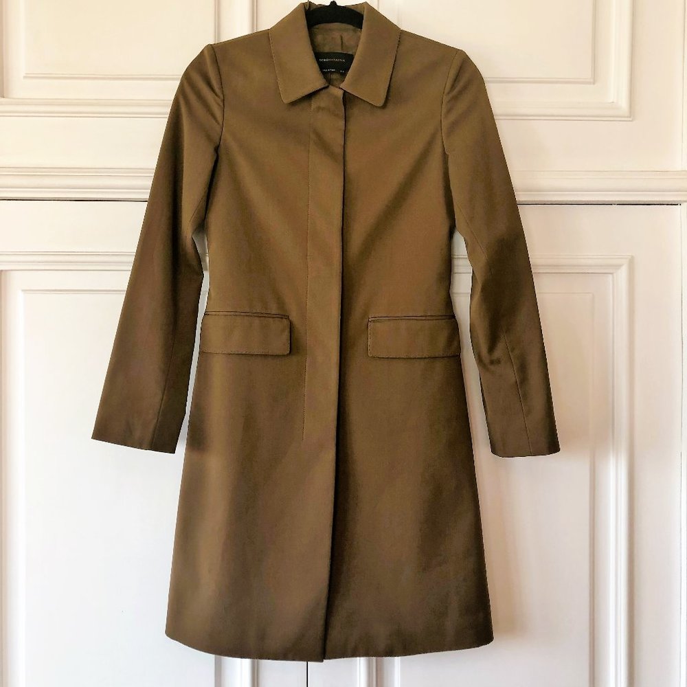 Vintage BCBGMaxAzria Longline Brown Button-Front Coat Jacket - Size XXS